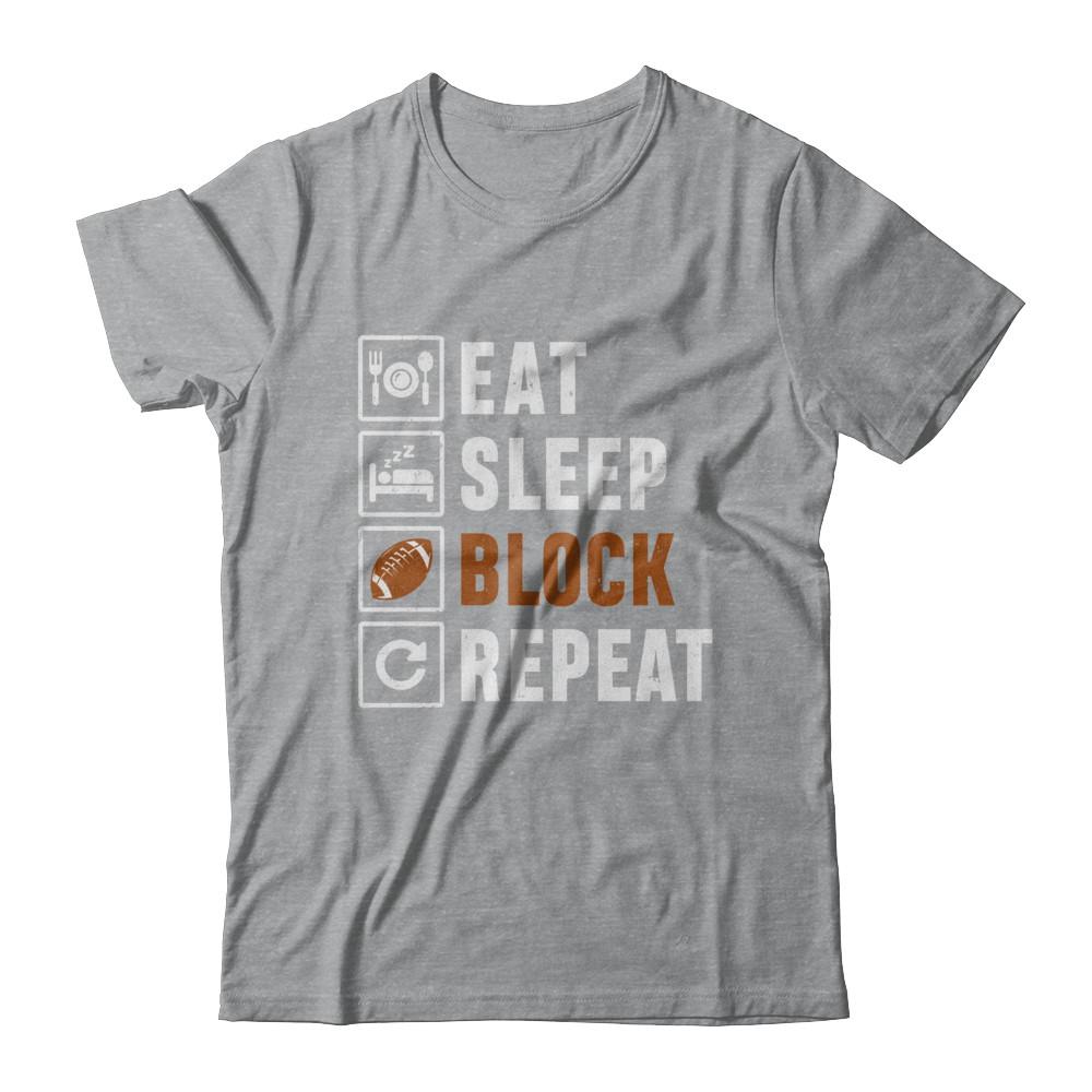 Funny Eat Sleep Block Repeat Football Gifts-T-Shirt & Hoodie-Classic T-Shirt-Sport Grey