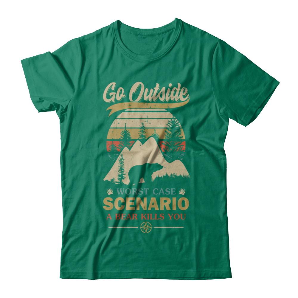 Vintage Go Outside Worst Case Scenario A Bear Kills You-T-Shirt & Hoodie-Classic T-Shirt-Kelly Green