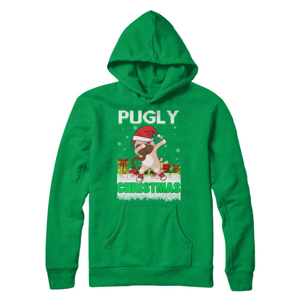 Dabbing Pug Claus Pugly Christmas Ugly Sweater Christmas-T-Shirt & Sweatshirt-Pullover Hoodie-Irish Green