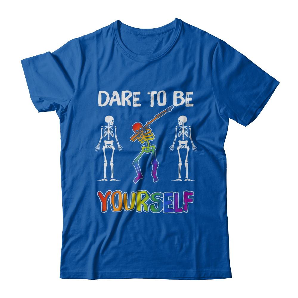 Dare To Be Yourself Funny Lgbt Skeleton-T-Shirt & Hoodie-Premium T-Shirt-Royal