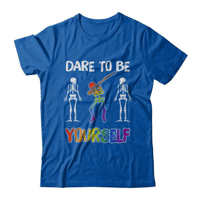 Dare To Be Yourself Funny Lgbt Skeleton-T-Shirt & Hoodie-Premium T-Shirt-Royal