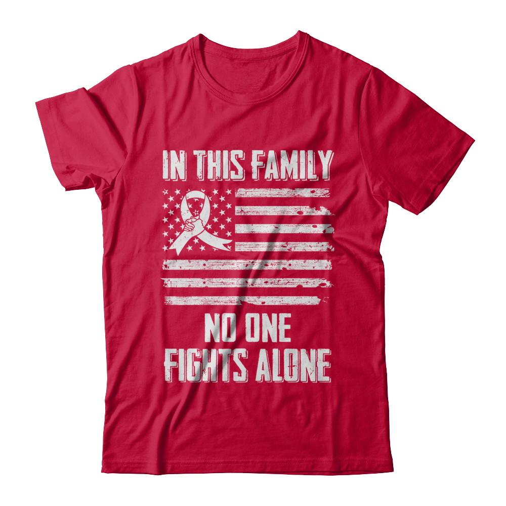 In This Family No One Fights Alone Lung Cancer-T-Shirt & Hoodie-Classic T-Shirt-Red