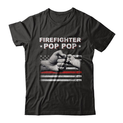 Firefighter Fireman Pop Pop American Flag Fathers Day-T-Shirt & Hoodie-Classic T-Shirt-Black