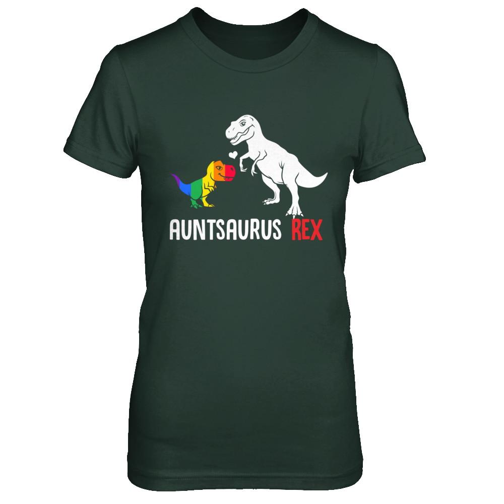 Aunt Saurus Auntsaurus T-Rex Dinosaur LGBT Support-T-Shirt & Hoodie-Women's T-Shirt-Forest Green