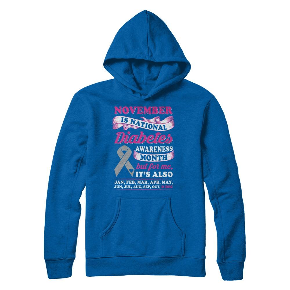 November Is National Diabetes Awareness Month-T-Shirt & Hoodie-Pullover Hoodie-Royal