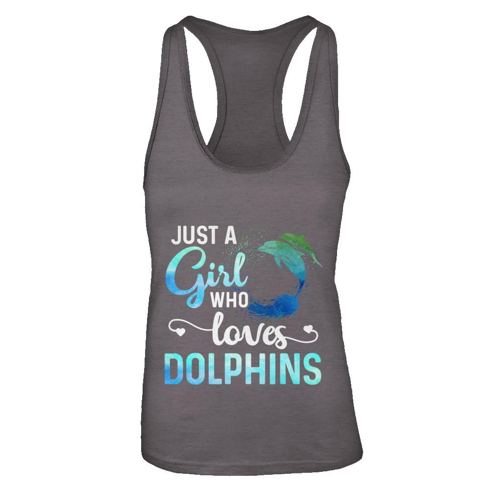 Just A Girl Who Loves Dolphins-T-Shirt & Tank Top-Women's Ideal Racerback Tank-Dark Grey
