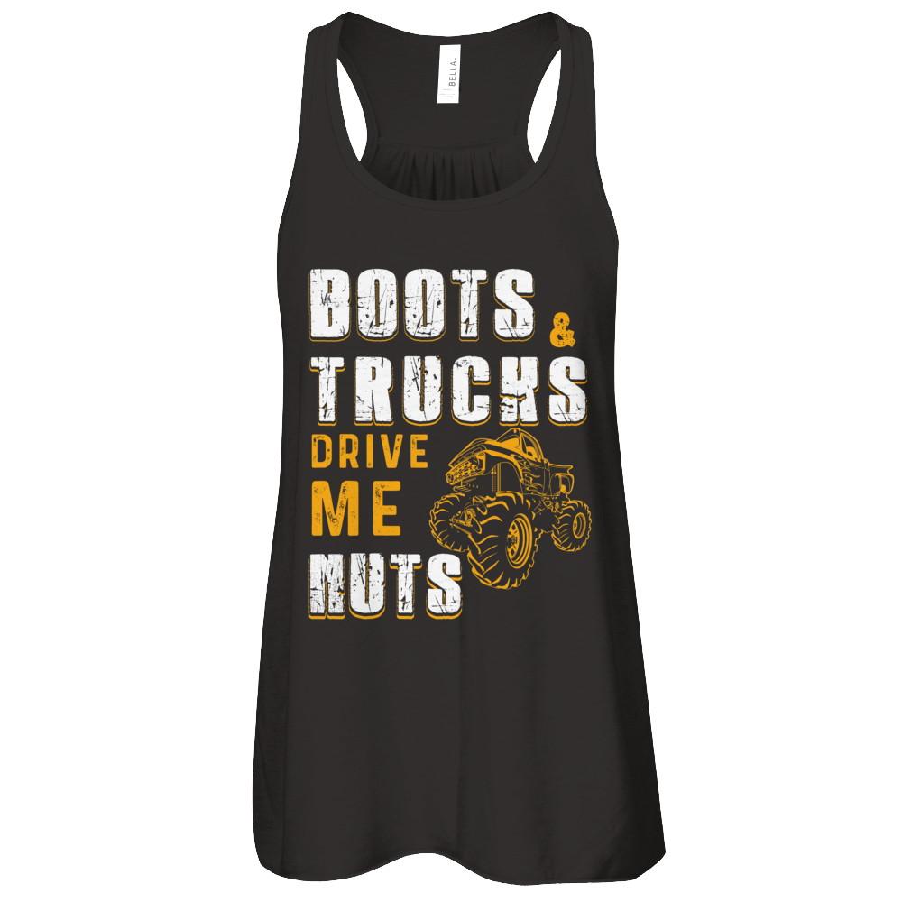 Boots And Trucks Drive Me Nuts-T-Shirt & Tank Top-Women's Flowy Racerback Tank-Black