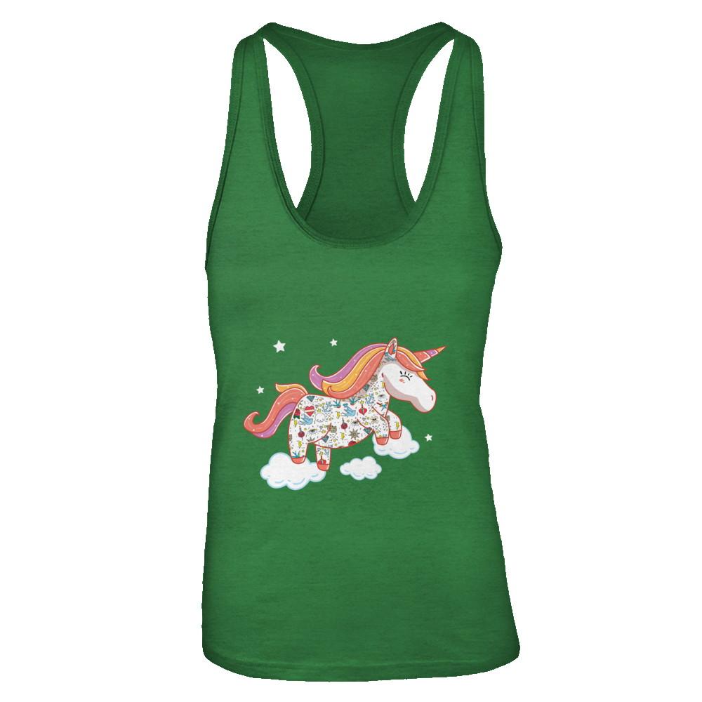 Tattooed Girl Unicorn Tattoos-T-Shirt & Tank Top-Women's Ideal Racerback Tank-Kelly Green