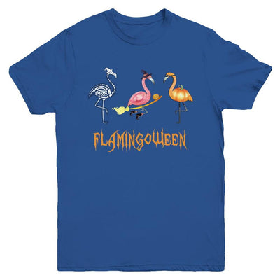 Funny Flamingo Halloween Flamingoween Youth-Youth Shirt-Youth T-Shirt-Royal