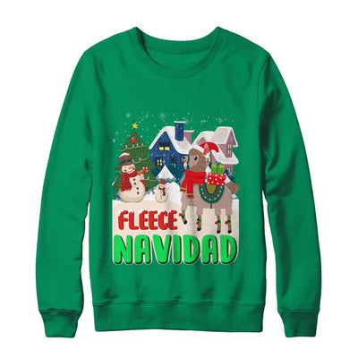 Fleece Navidad Llama Christmas Gifts Spanish-T-Shirt & Sweatshirt-Crewneck Sweatshirt-Irish Green