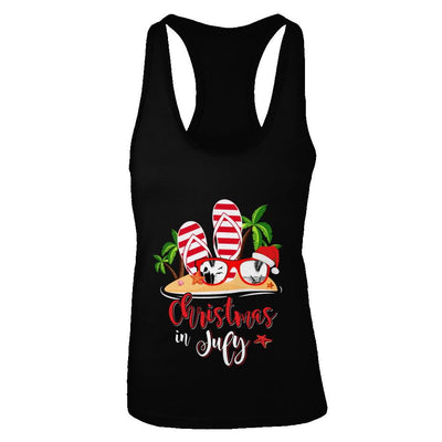 Flip Flop Sunglasses Christmas In July Summer Vacation Beach-T-Shirt & Tank Top-Women's Ideal Racerback Tank-Black