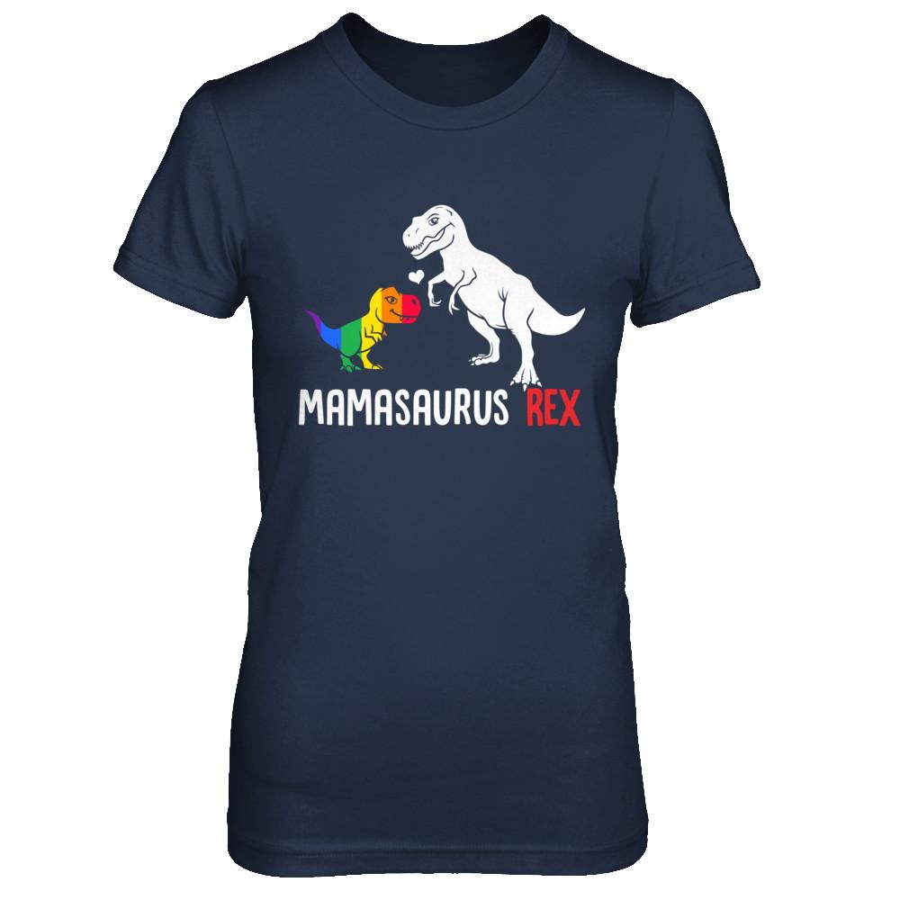 Mama Saurus Mamasaurus T-Rex Dinosaur LGBT Support-T-Shirt & Hoodie-Women's T-Shirt-Navy