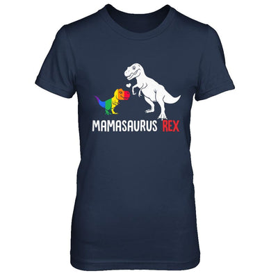 Mama Saurus Mamasaurus T-Rex Dinosaur LGBT Support-T-Shirt & Hoodie-Women's T-Shirt-Navy