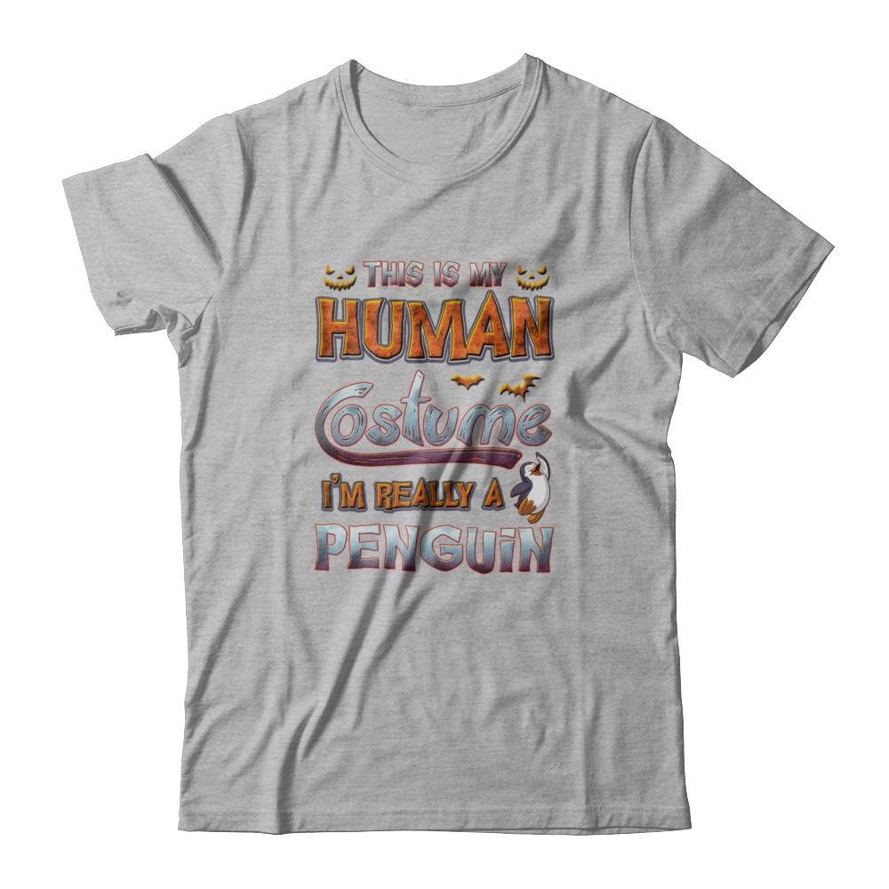 Penguin Halloween My Human Costume I'm Really A Penguin-T-Shirt & Tank Top-Premium T-Shirt-Heather Gray