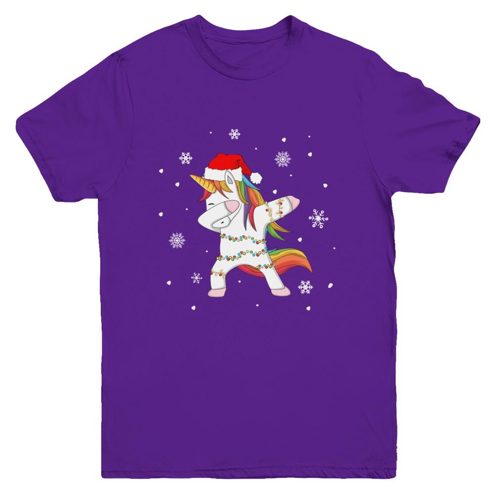 Dabbing Unicorn Ugly Christmas Sweater Girls Youth-Youth Shirt-Youth T-Shirt-Purple