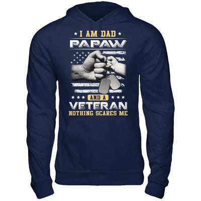 I'm A Dad PaPaw And A Veteran Nothing Scares Me-T-Shirt & Hoodie-Pullover Hoodie-Navy