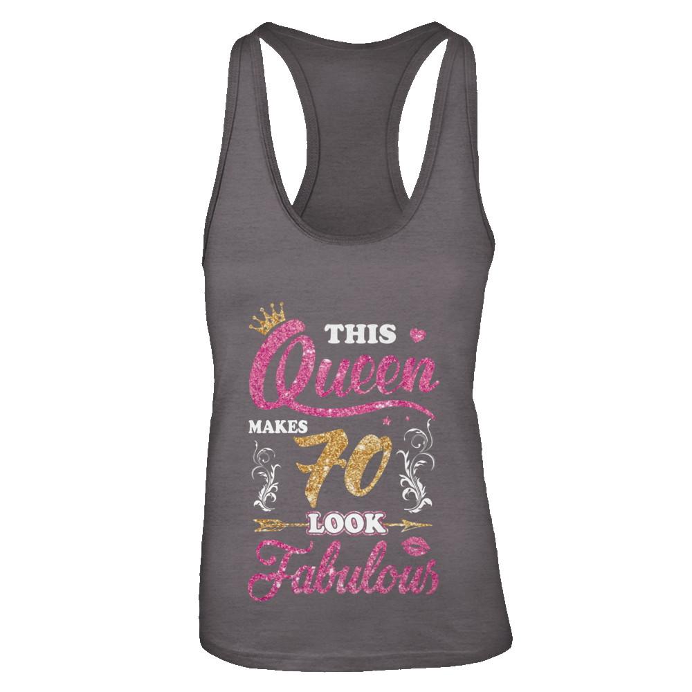 This Queen Makes 70 Look Fabulous 1951 70th Birthday-T-Shirt & Tank Top-Women's Ideal Racerback Tank-Dark Grey
