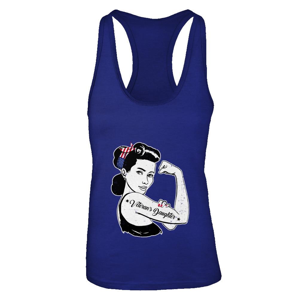 4Th Of July Veteran's Daughter From Dad Army-T-Shirt & Tank Top-Women's Ideal Racerback Tank-Royal