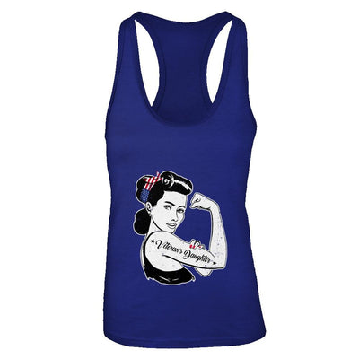 4Th Of July Veteran's Daughter From Dad Army-T-Shirt & Tank Top-Women's Ideal Racerback Tank-Royal