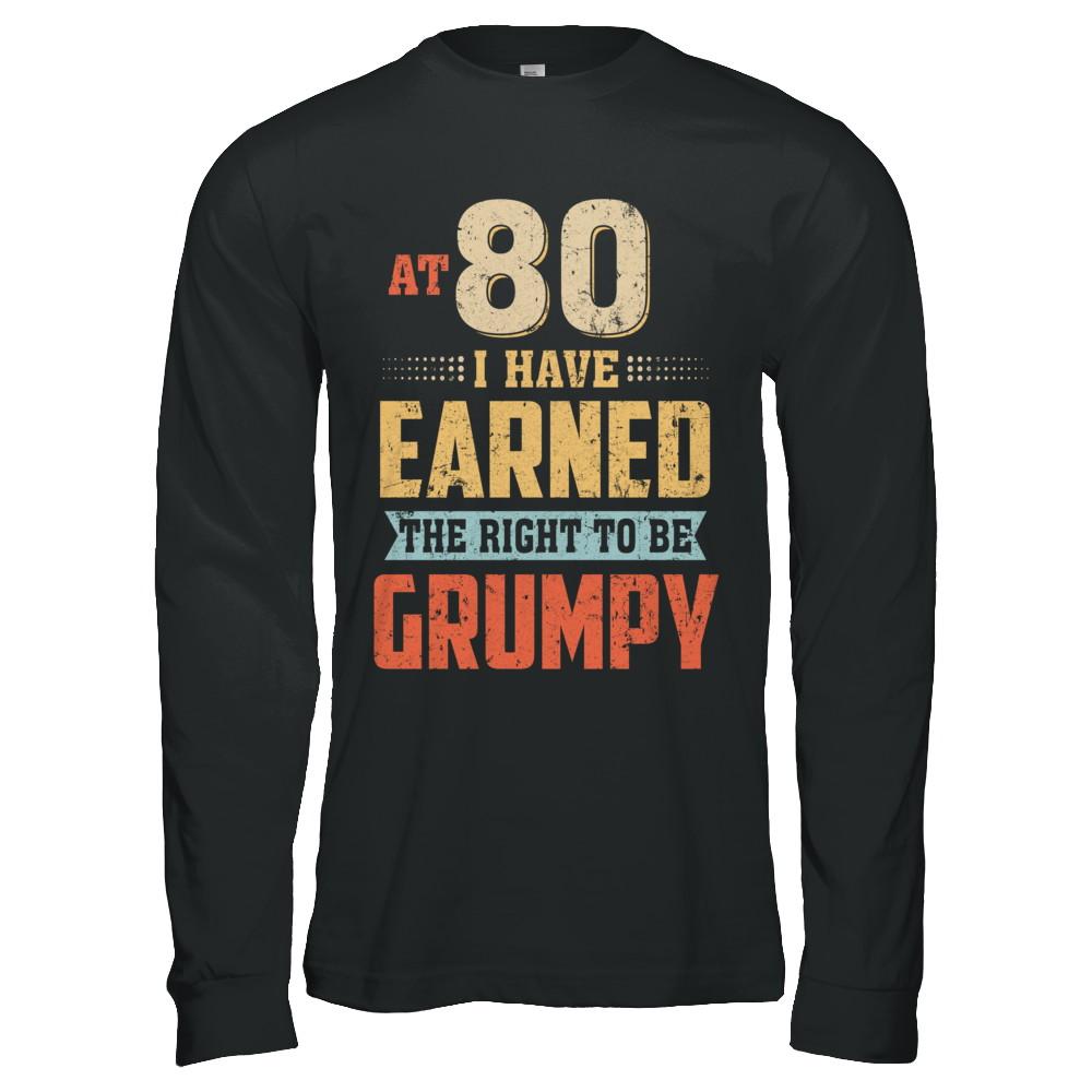 Vintage The Right To Be Grumpy 80th 1941 Birthday Gift-T-Shirt & Hoodie-Long Sleeve T-Shirt-Black