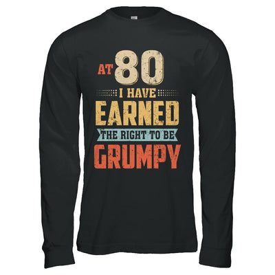 Vintage The Right To Be Grumpy 80th 1941 Birthday Gift-T-Shirt & Hoodie-Long Sleeve T-Shirt-Black