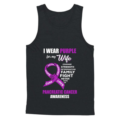 Pancreatic Cancer I Wear Purple For My Wife Husband-T-Shirt & Hoodie-Unisex Tank-Black
