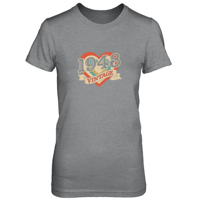 Vintage Retro Classic Heart Made In 1948-T-Shirt & Tank Top-Women's T-Shirt-Sport Grey
