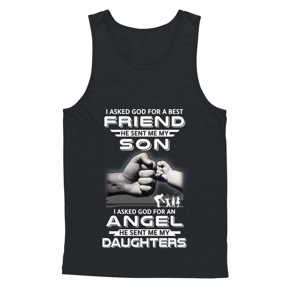 I Asked God For A Best Friend He Sent Me My Son And Daughters-T-Shirt & Hoodie-Unisex Tank-Black