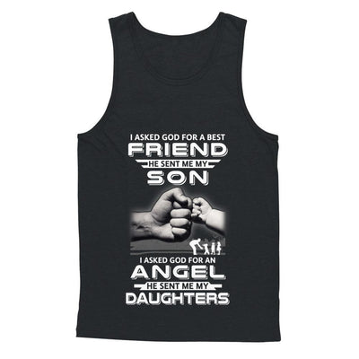 I Asked God For A Best Friend He Sent Me My Son And Daughters-T-Shirt & Hoodie-Unisex Tank-Black