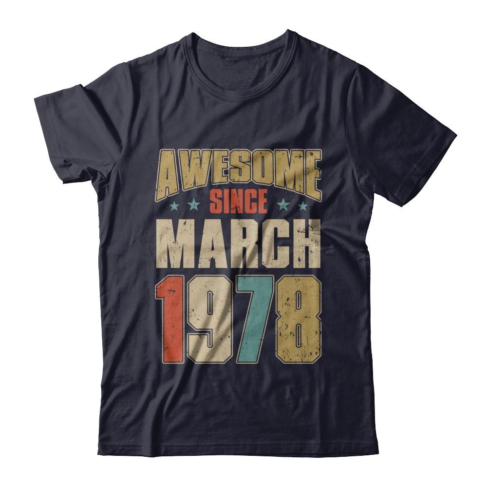 Vintage Retro Awesome Since March 1978 43th Birthday-T-Shirt & Hoodie-Premium T-Shirt-Midnight Navy