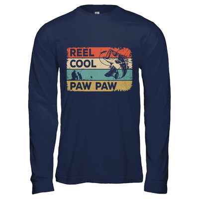 Vintage Reel Cool Paw Paw Fish Fishing Fathers Day-T-Shirt & Hoodie-Long Sleeve T-Shirt-Navy