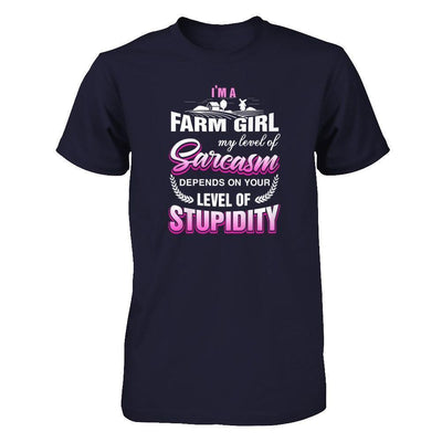 I'm A Farm Girl My Level Of Sarcasm-T-Shirt & Tank Top-Premium T-Shirt-Midnight Navy
