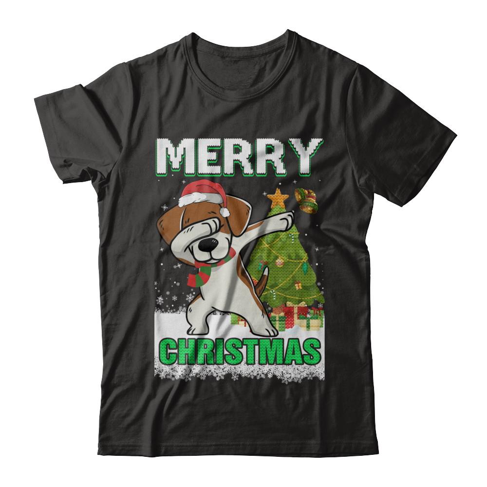 Cute Beagle Claus Merry Christmas Ugly Sweater-T-Shirt & Sweatshirt-Premium T-Shirt-Black