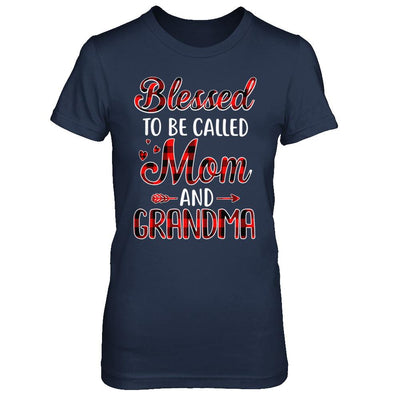 Red Buffalo Plaid Blessed To Be Called Mom And Grandma-T-Shirt & Hoodie-Women's T-Shirt-Navy
