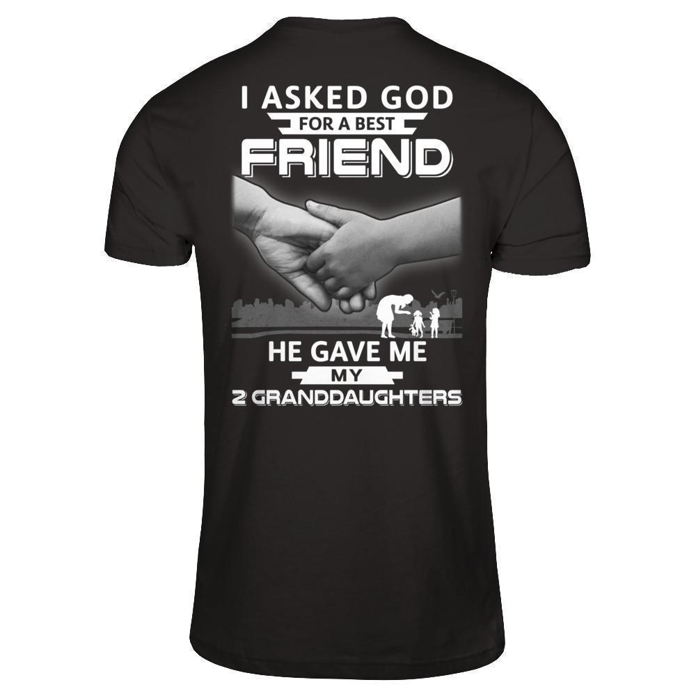 I Asked God For A Best Friend He Gave Me My Two Granddaughters-T-Shirt & Hoodie-Premium T-Shirt-Black