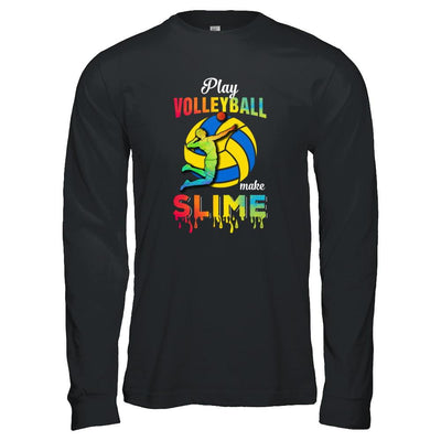 Play Volleyball Make Slime Watercolor For Girl Women-T-Shirt & Tank Top-Long Sleeve T-Shirt-Black