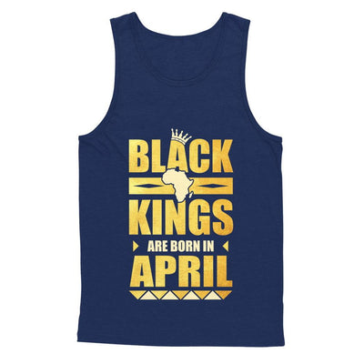 Black Kings Are Born In April Birthday-T-Shirt & Hoodie-Unisex Tank-Navy