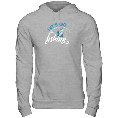 Let's Go Fishing Shark Lovers-T-Shirt & Tank Top-Pullover Hoodie-Sport Grey