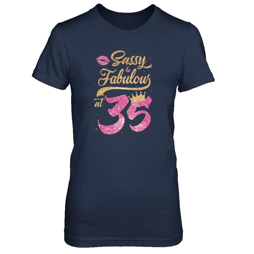 Sassy And Fabulous At 35th 1986 Birthday Gift-T-Shirt & Tank Top-Women's T-Shirt-Navy
