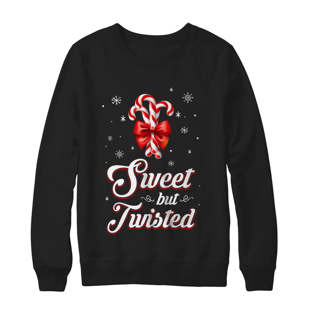 Sweet But Twisted Funny Candy Christmas Gifts-T-Shirt & Sweatshirt-Crewneck Sweatshirt-Black