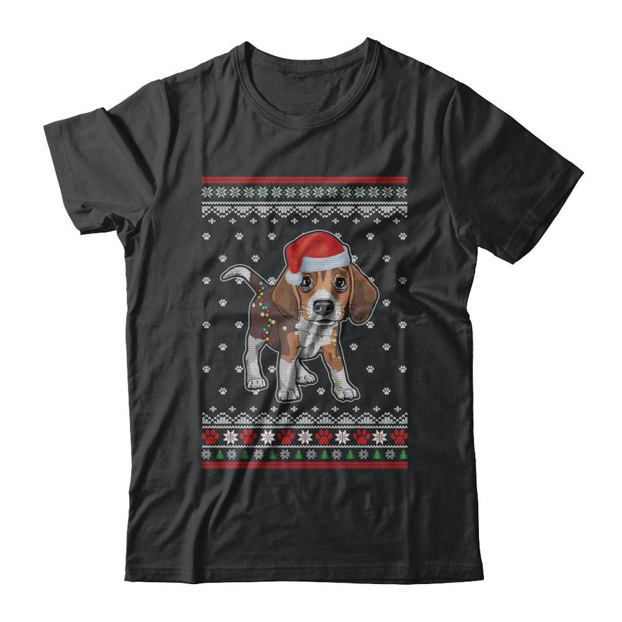 Beagle Christmas Ugly Sweater Lights Dog Xmas Gift-T-Shirt & Sweatshirt-Classic T-Shirt-Black