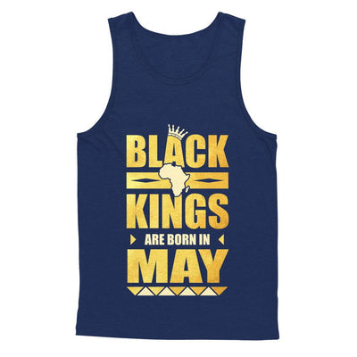 Black Kings Are Born In May Birthday-T-Shirt & Hoodie-Unisex Tank-Navy