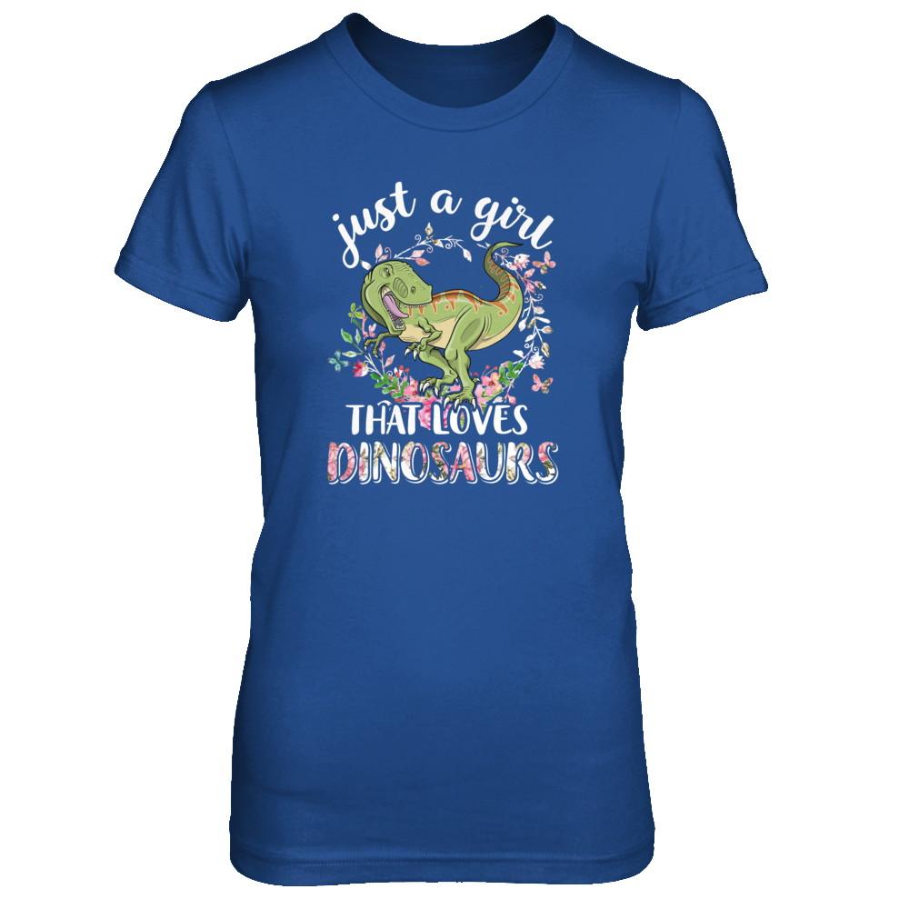 Saurus Just A Girl That Loves Dinosaurs T-Rex Gift-T-Shirt & Tank Top-Women's T-Shirt-Royal