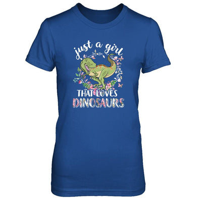 Saurus Just A Girl That Loves Dinosaurs T-Rex Gift-T-Shirt & Tank Top-Women's T-Shirt-Royal