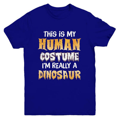 This Is My Human Costume Dinosaur T-Rex Halloween Youth-Youth Shirt-Youth T-Shirt-Navy