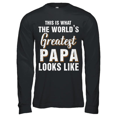 What World's Greatest Papa Looks Like Fathers Day-T-Shirt & Hoodie-Long Sleeve T-Shirt-Black
