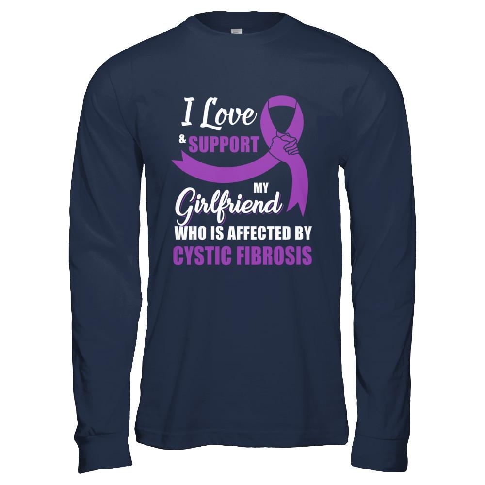 Cystic Fibrosis Awareness Support Purple Girlfriend Boyfriend-T-Shirt & Hoodie-Long Sleeve T-Shirt-Navy