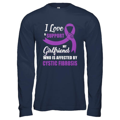 Cystic Fibrosis Awareness Support Purple Girlfriend Boyfriend-T-Shirt & Hoodie-Long Sleeve T-Shirt-Navy