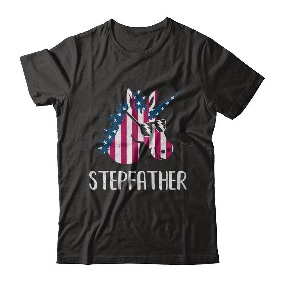 Patriotic Stepfather Unicorn Americorn 4Th Of July-T-Shirt & Hoodie-Classic T-Shirt-Black