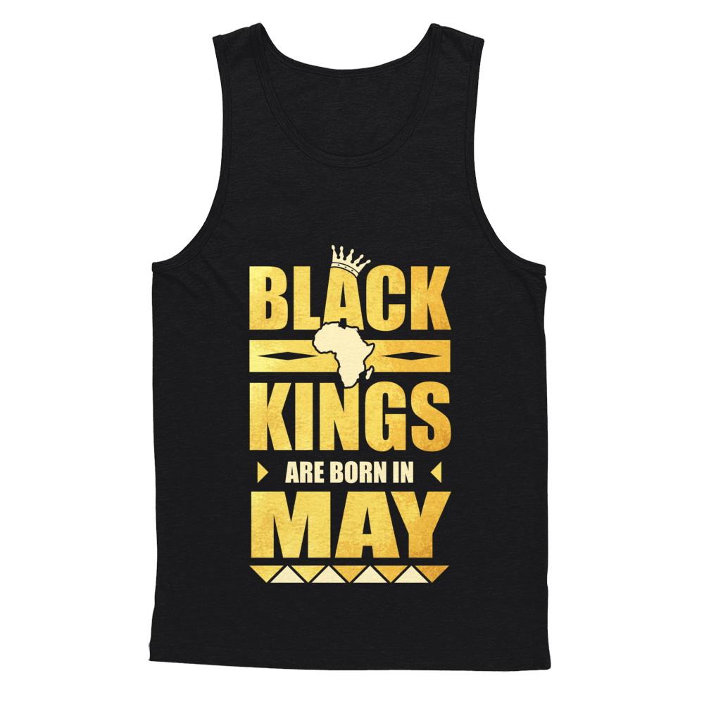 Black Kings Are Born In May Birthday-T-Shirt & Hoodie-Unisex Tank-Black